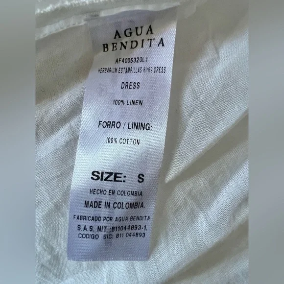 Agua Bendita Postage Stamp Linen Maxi Dress Size Small RARE - Picture 5 of 6